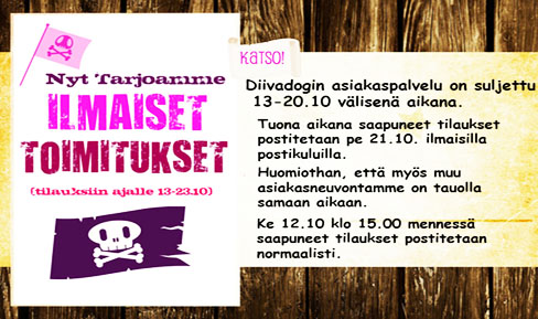 Ilmaiset toimitukset Ilmaiset toimitukset 12-23.10