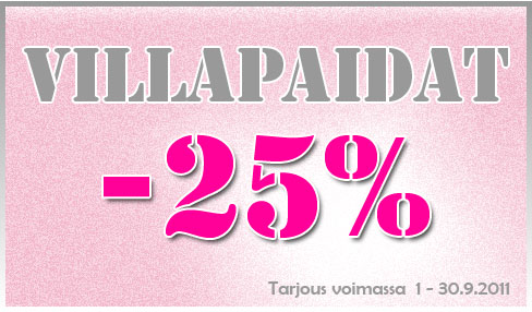 Syyskuun tarjous Villapaidat - 25%