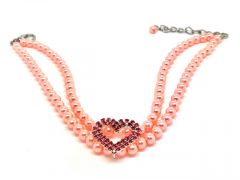 Koiran Kaulakoru | Red Diamond Heart With Pearl | Koot: M-L