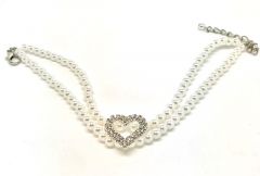 Koiran Kaulakoru | White Diamond Heart With Pearl | Koot: M-L