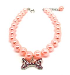 Koiran Kaulakoru | Pink Pearl With Diamond Bone | Koot: M-L