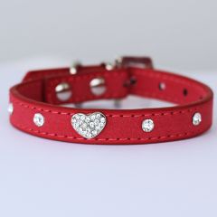 Koiran Kaulapanta | Kissan Kaulapanta | Rose Velvet Glitter Heart | Samettimainen pinta | DiivaDog