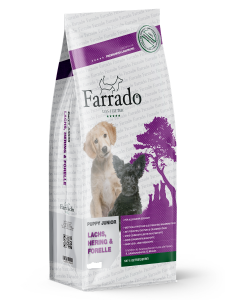 Testipakkaus Kuivaruoka FARRADO Puppy Junior Lohi, Silli ja Taimen, viljaton, 45g