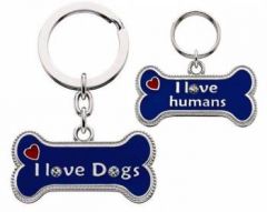 Charmkoru lemmikille 'I Love Humans' ja avaimenperä omistajalle 'I Love Dogs' | DiivaDog.fi