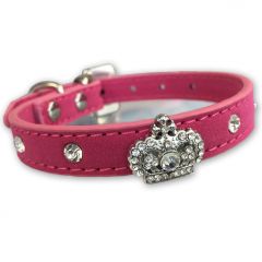 Pienen Koiran Kaulapanta | Diamond Queen Royal Pink Velvet